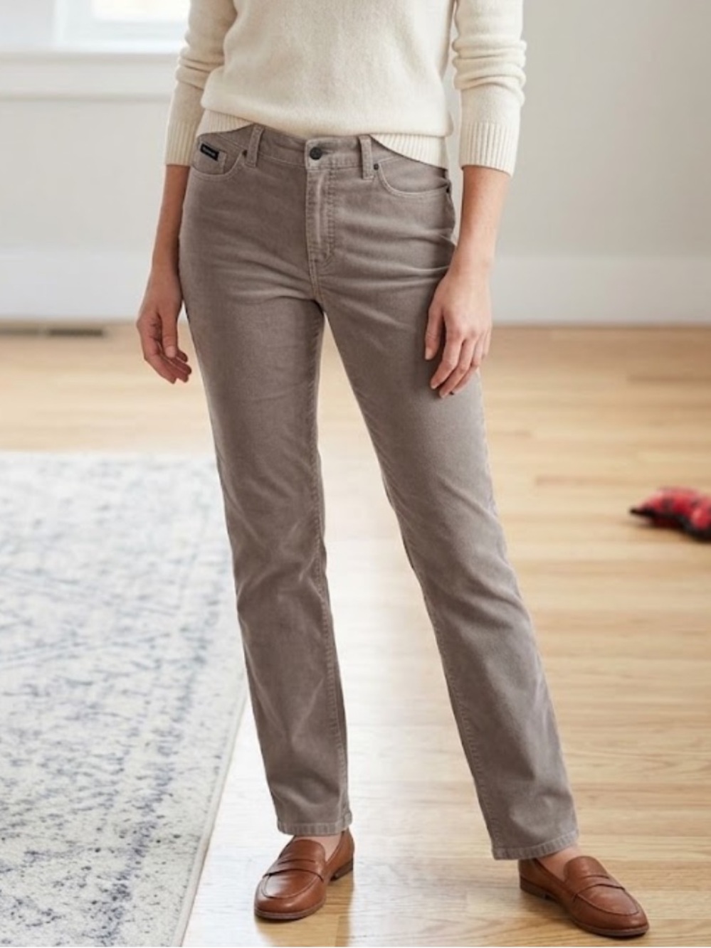 Talbots Brown Corduroy Straight Leg Pants 12P Petite Brown Wash 5-Pocket Cozy